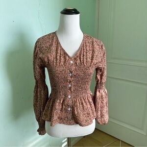 Korean Floral Peplum Blouse